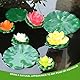 GXGM 12 Stück Seerosen Künstlich Laub,Künstliche Seerosen Simulierte Lotusblätter Teichpflanzen Künstlich Schwimmende Schaumstoff Ornament Lilien Pads Teichdekoration Seerosenblätter für Terrasse