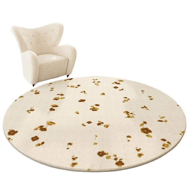 Grand tapis rond de grande surface épais au design épuré et moelleux