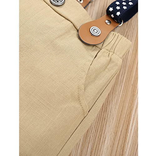 Image of Baby Toddler Boy Formal Gentleman Suits,Dress Short Shirt With Bowtie+Suspender Pants Dressy Outfit