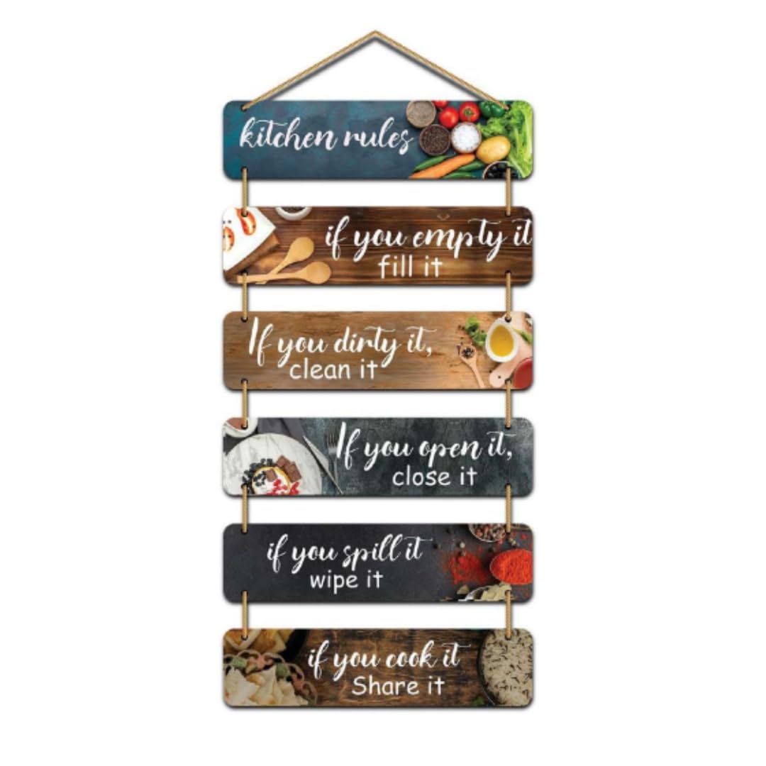 Kitchen Rules Wooden Wall Hanging Sign, Multi Panel Decorative Wall Decor with Quotes for Home and Dining Area, Housewarming Gift, Wall decor (kitchen4-9x12)-image-18