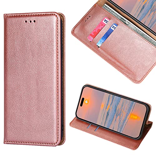 KWATUNG iphone14 pro ケース 手帳型 レザー iPhone14 Pro 対応 ケース 手帳型 おしゃれ アイフォン 14 プロ 手帳型 ケース 手作 iPhone14 Pro 手帳型ケース 耐衝撃 全面保護 アイホン 14 Pro ケース アイフォン 14 プロ ケース 手帳型 汗や指紋防止ローズゴールド