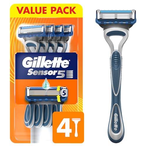 Gillette Sensor5 Men's Disposable Razors, 4 Count - image 1