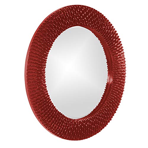 Image of Howard Elliott Collection Chateau Rectangular Wall Mirror, Ornate Scroll Frame with Beveled Glass, Decorative Accent Mirror, Ready to Hang Vertical or Horizontal, 42H x 31.5W x 1.75D, Red