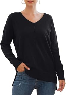 Amazon.co.uk: black v neck jumper women