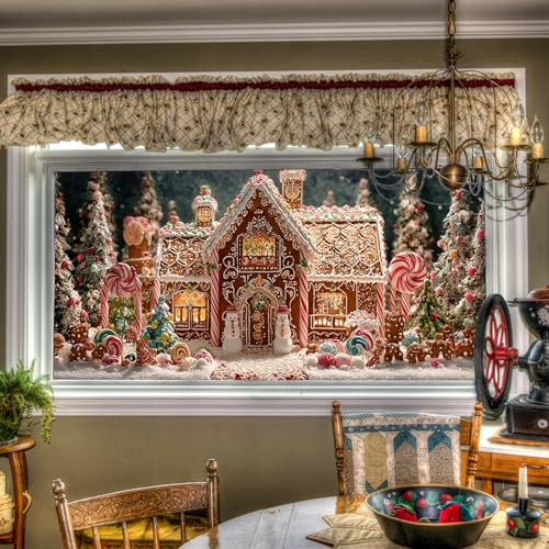 Vinilo Decorativo Navideño Casa de Pan de Jengibre 39.3x17.7 Pulg miniatura 1