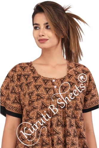 Image of Kuruti B Sheets Nighty for Women Cotton Combo (Pack of 2 Pcs) Nighty Gown Round Neck Short Sleeves Free Size