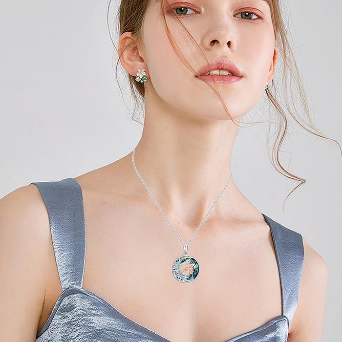 LES OSEWA Crescent Moon Celtic Necklace Sterling Silver Crystal Jewelry Graduation Birthday Gifts for Women - Image 3
