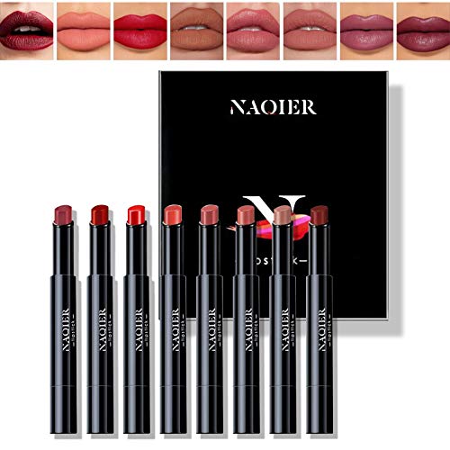 NAQIER Matte Lipstick Set, 8PCS Nude Moisturizer Smooth Lip Stick, Waterproof Matte Lipstick Make up Velvet lip gloss Cosmetic
