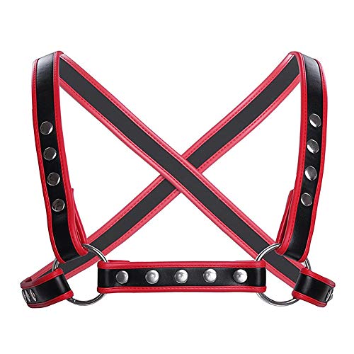 JEWE Men's Harness Leather Criss-Cross Back Body Chest Harness Adjustable Buckles