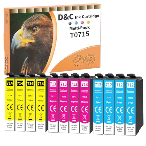 D&C T0715 Cartouches d'encre Compatibles pour Epson T0712 T0713 T0714 pour Epson Stylus D92 SX218 D78 SX410 DX4400 DX7400 B40W BX300F BX610FW DX4050 DX7450...