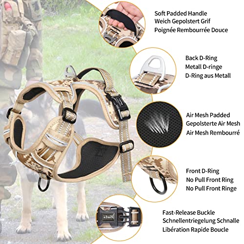 HEELE Hundegeschirr Camouflage Welpen Verstellbar Geschirr Hund Brustgeschirr Reflektierend Atmungsaktiv Hundegeschirr für Kleine Mittlegroße Hunde, Camouflage Braun, S