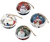 Attraction Design Christmas Jingle Bell Hanging Ornament Set of 4, 3X2.5 Inch Rustic Christmas Tree Snowman Decoration Bell Ornament Wall Door Hanging Decoration Party Decor Xmas Gifts (Jingle Bell B)