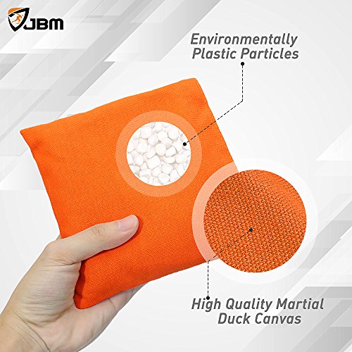 Jbm Cornhole Bag (Pack Of 8) Weather Resistant Cornhole Bags With Recycled Plastic Pellets For Tossing Corn Hole Game - Free Carrying Bag Included (Orange & Black, 14Oz) #TOP3