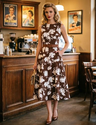 Image of Simple Flavor Women's Vintage Dress Sleeveless O-Neck Party Cocktail Dress