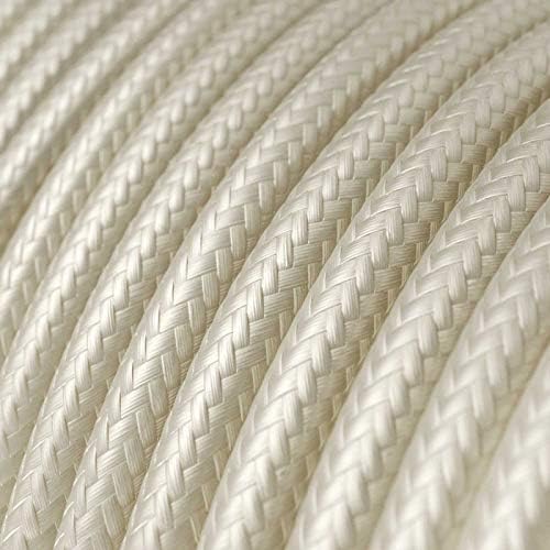 creative cables Ivory Rayon Covered Round Electric Cable - RM00-8ft, 3 x 18 AWG