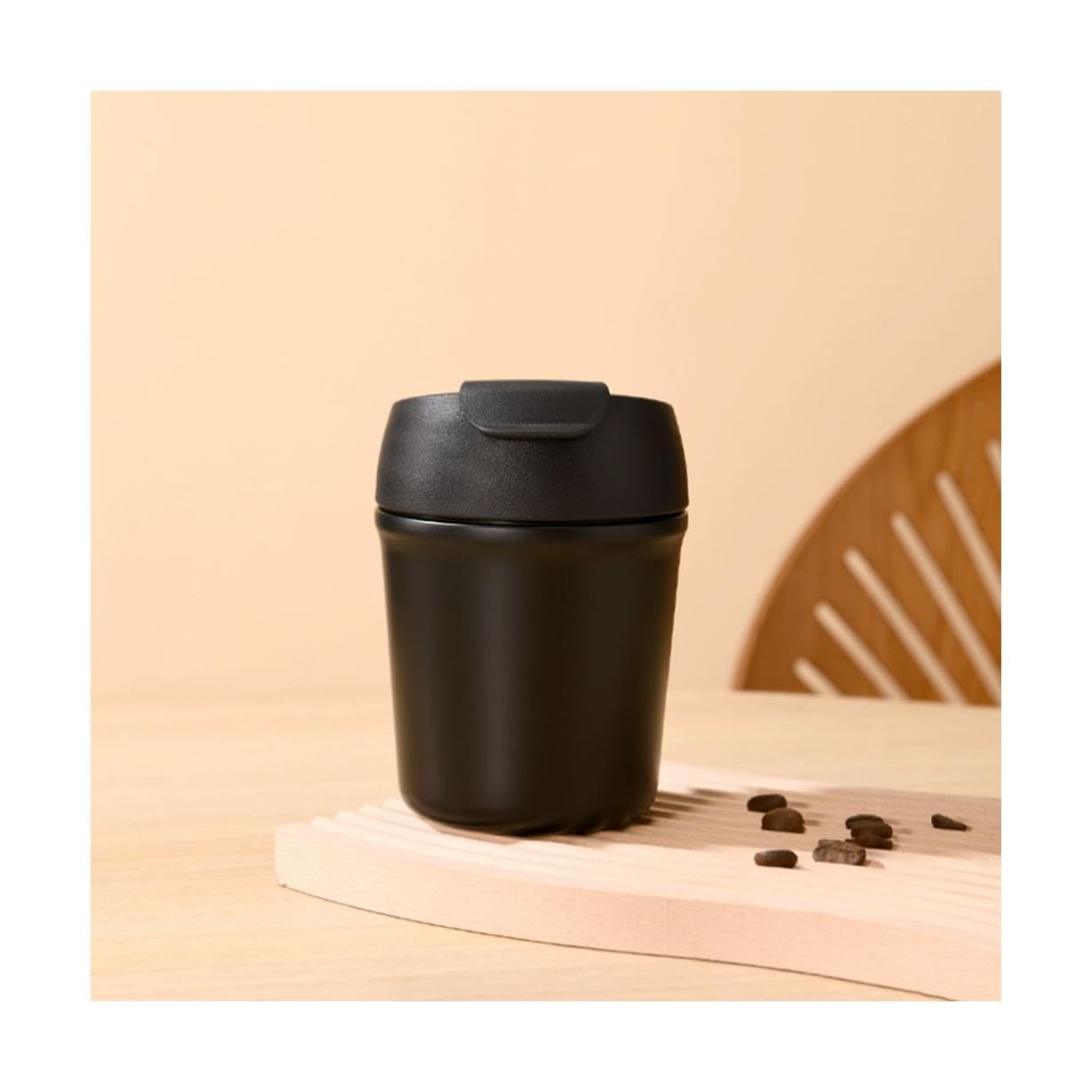 große kapazität 320 ml/10,8 oz Edelstahl-Trinkbecher mit Deckel, Kleiner Kaffee-Isolierbecher, tragbarer Taschenbecher, Outdoor-Reisebecher solide
