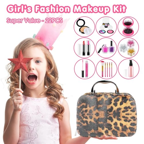 Kids Makeup Kit for Girls, Washable Make up Set Toy, 23PCS Real Makeup Set, Safe & Non-Toxic Little Girls Makeup Kit Pretend Makeup for Kids Toddlers Age 3 4 5 6 7 8 9 10 11 12 Year Old - Image 4