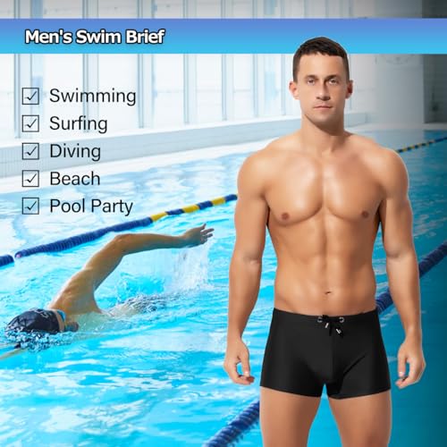 Arjen Kroos Men's Classic Solid Square Cut Swimwear Sexy Tight Swimming Trunks Tan Through Bikini Swim Briefs3