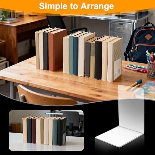 10 Pcs Buchstütze, 3mm Dicke transparentenBuchstützen Set,40Stück rutschfeste Pad Acryl Buchstützen, geeignet zur Buchaufbewahrung, für Bibliotheksregale und als Büro-Buchstützen