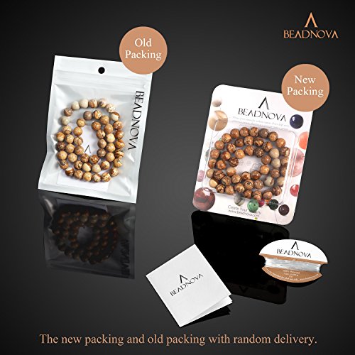 Image of BEADNOVA Brown Picture Jasper Beads Natural Crystal Beads Stone Gemstone Round Loose Energy Healing with Crystal Stretch Cord for Jewelry Making (8mm, 45-48pcs)