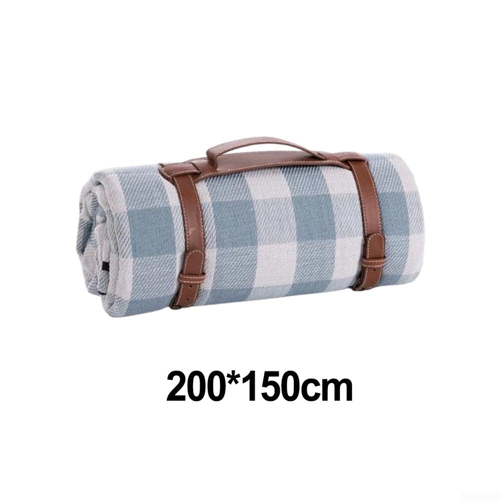 Tapis de Plage Antisable en pour fibre Acrylique Douce et Confortable(Light blue plaid 1.5 * 2m)