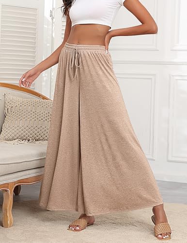 Women's Wide Leg Lounge Pants Loose High Waisted Flowy Palazzo Pants Comfy Pj Bottoms Summer Casual Beach Trousers3