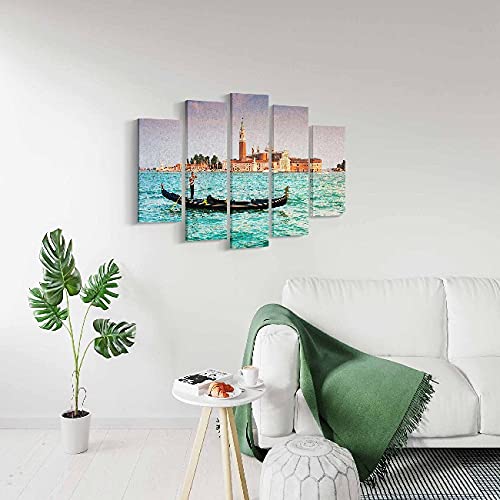 Tableau Venise 5 pièces multicolore salon Homemania 100x60cm - 2