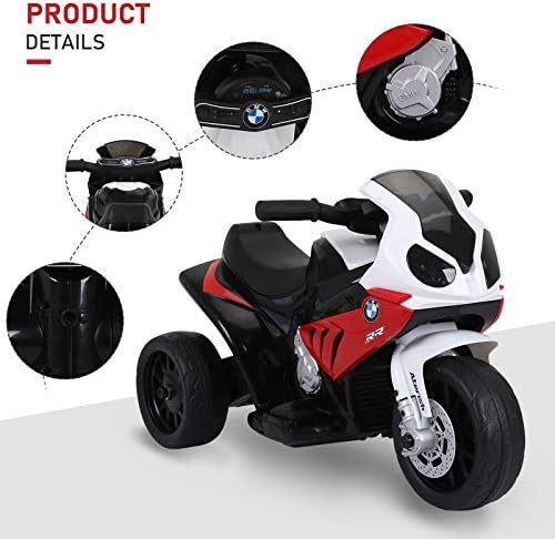 Aosom Kids Motorcycle, 6V Battery Powered Toddler Motorcycle with Headlight, Music, 3 Wheels Electric Motorcycle for Kids, Licensed BMW, Gift for Boys & Girls -Red 4 519S1IPsMRL. AC