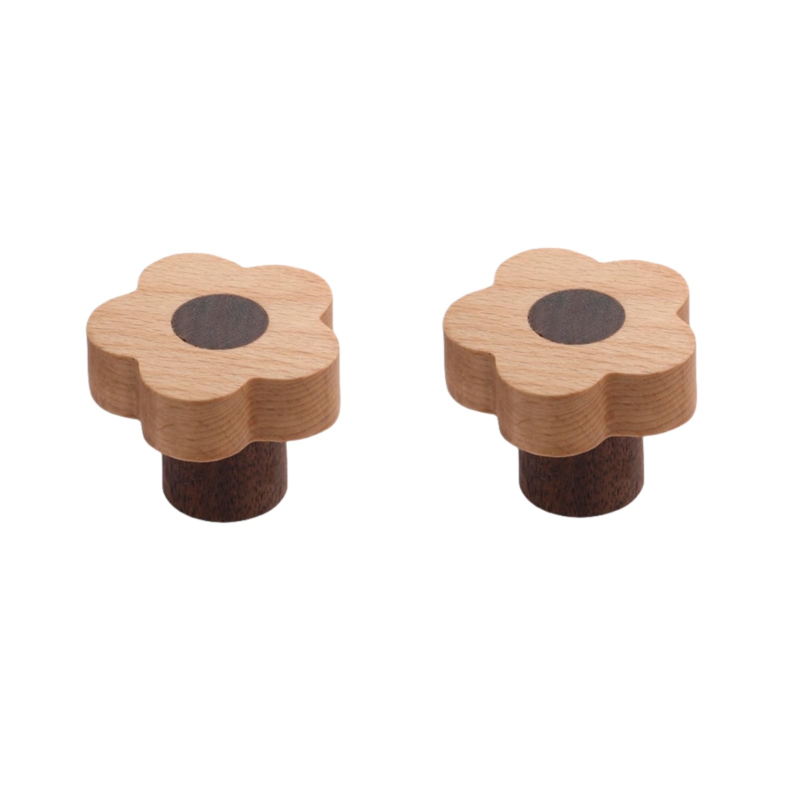 ITTRUH Round Wood Drawer Knobs,2Pcs Cabinet Door Wardrobe Flower Shape