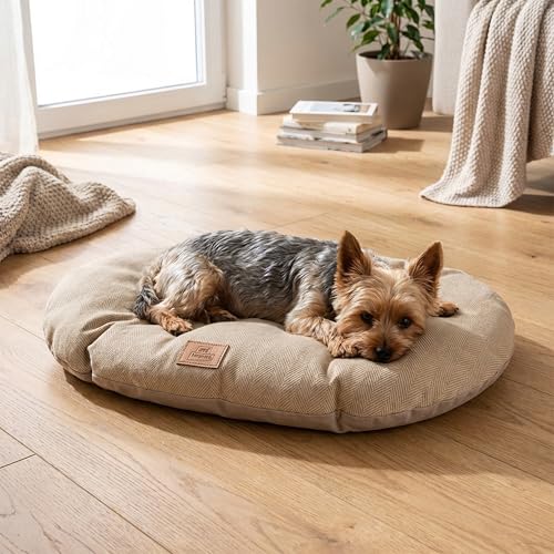 Ferplast Kissen für Hunde und Katzen STUART 55/4, doppelseitig, aus Tweed und weichem Samt, waschbar, Beige