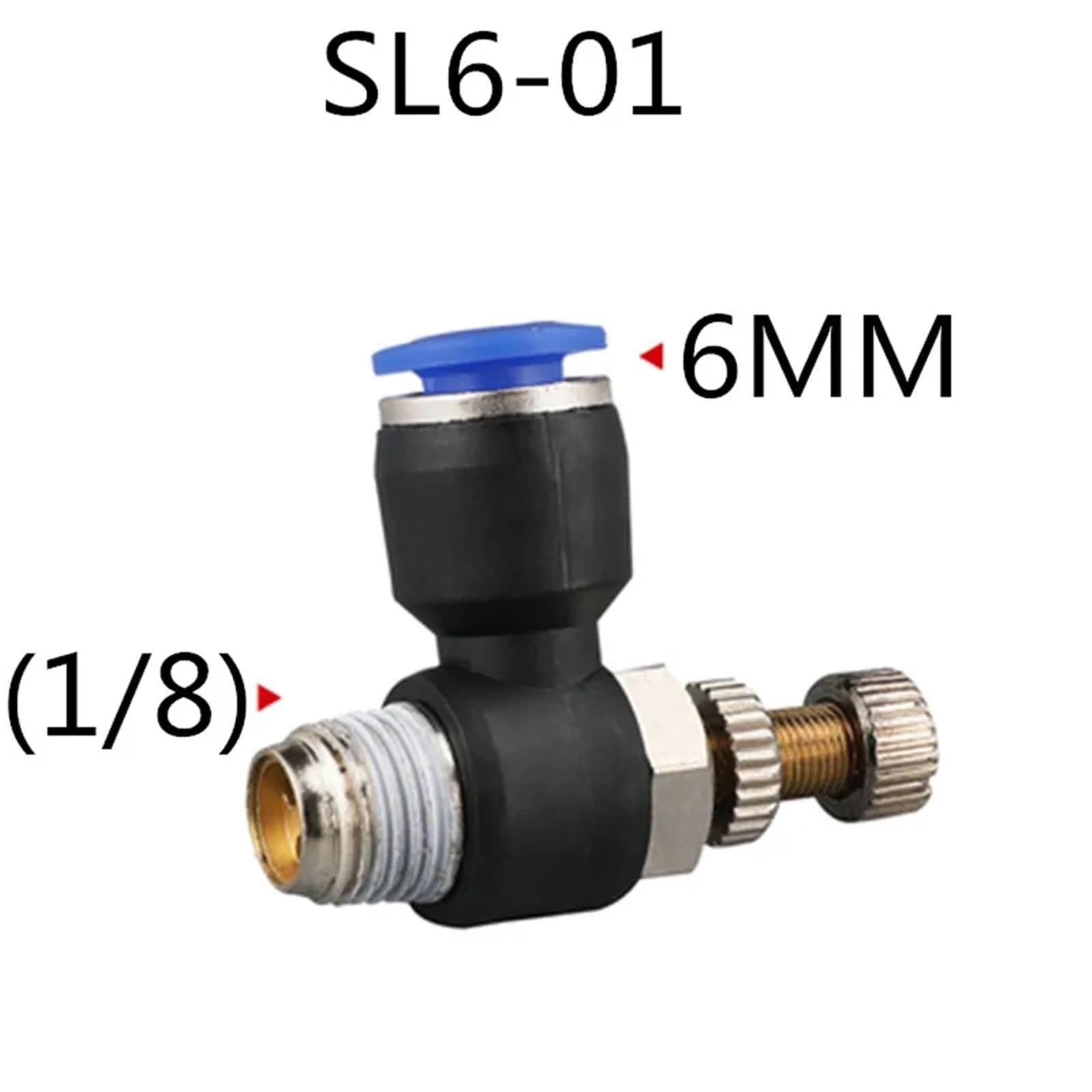 BHOLSA Pneumatic Quick Connect Speed Regulating Valve – SL Series, M5 To 1/2", 0-1.0MPa, Brass/Plastic
