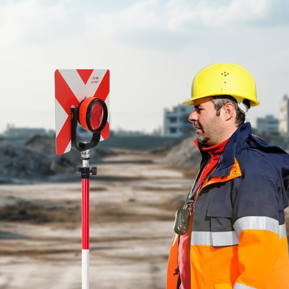 Asta prismatica in alluminio, con adattatore regolabile e chiusura a torsione per rilevamento del terreno (2,6 m)