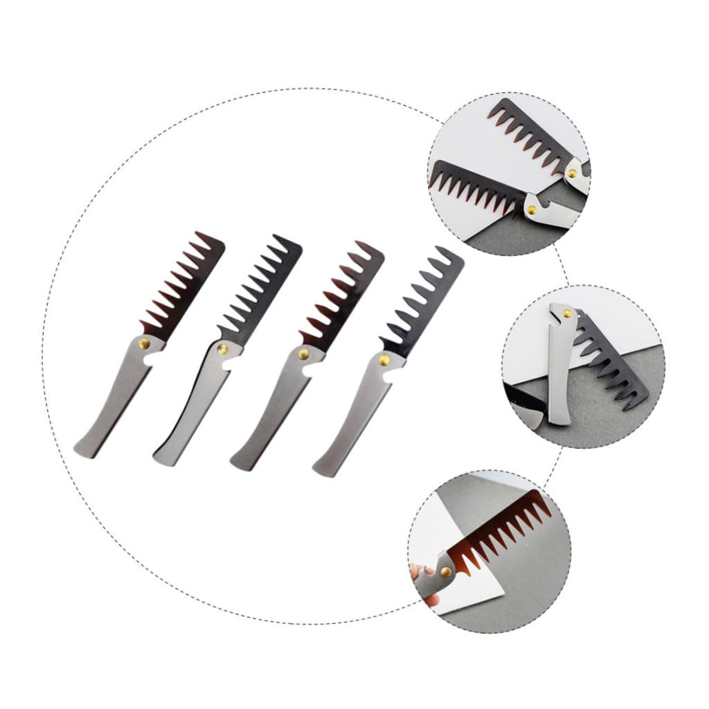 Peine Plegable de Bolsillo para Hombre y Mujer, 4 Unidades de Acero Inoxidable Ligero Diseño Compacto para Cuidado Diario del Cabello y Barba
