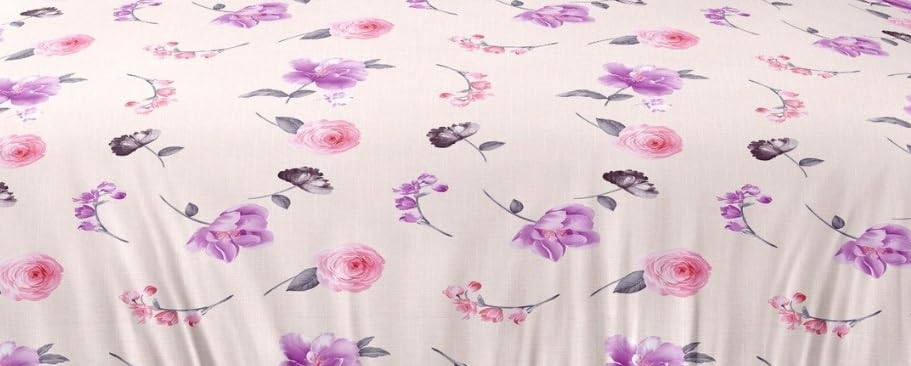 Image of 240 TC Cotton Feel Glace Cotton Elastic Fitted Printed King Size Double Bed Bedsheet with 2 Pillow Covers and Fits Upto 4-6 inches Mattress, Size- 72 inchx78 inch(Lily2)