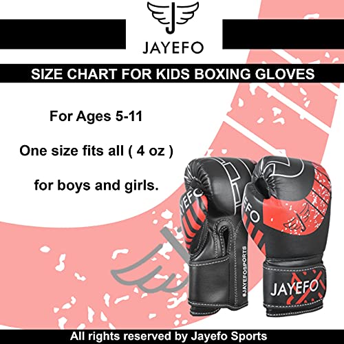 Jayefo Boxing Gloves For Kids & Children - Youth Boxing Gloves For Boxing, Kick Boxing, Muay Thai And Mma - Beginners Heavy Bag Gloves For Heavy Boxing Punching Bag - 4 Oz - Red #TOP3