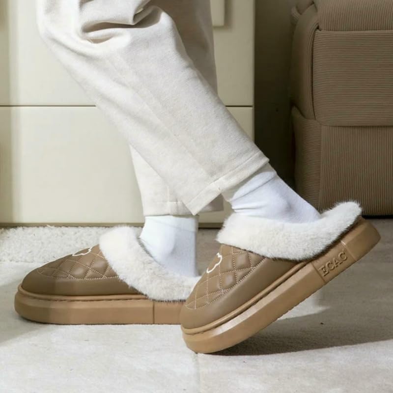 Slippers Women'S Home Plush Waterproof Plush Lined Slippers Non-Slip Thick-Soled Cotton Shoes4