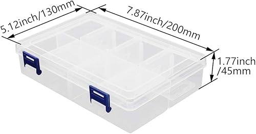 Miniatura 2 de Bettomshin Caja de almacenamiento de componentes de PP 7.87 x 5.12 x 1.77 pulgadas, organizador de plástico, contenedor ajustable, 8 rejillas