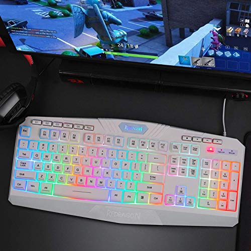 Redragon K503 Pc Gaming Keyboard, Rgb Led Backlit With Macro Recording, Wired, Multimedia Keys, Silent Usb Keyboard With Wrist Rest For Windows Pc Games (White) #TOP4