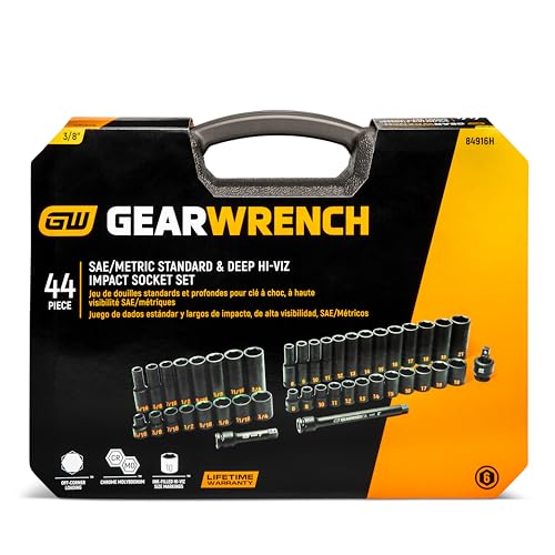 Image of GEARWRENCH 44 Piece 3 /8 inch Dr Hi-Viz SAE /Metric Impact Socket Set | 84916H