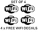 4 x Free Wifi Cartel Símbolos Adhesivos Internet Café Bar Club Oficina De La Tienda (15cm x 10cm) NEGRO