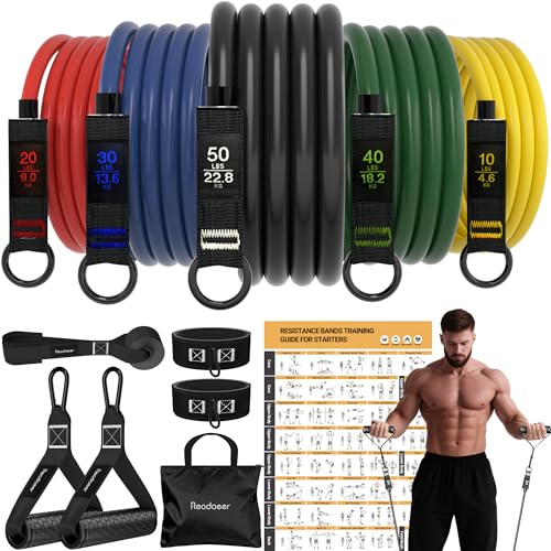 Readaeer Resistance Bands, Exercise Bands, Resistance Bands for Working Out with Handles for Men and Women for Indoor and Outdoor Sports, Fitness, Suspension, Speed Strength, Home Gym, Yoga by READAEER - Used condition - CA$20.58