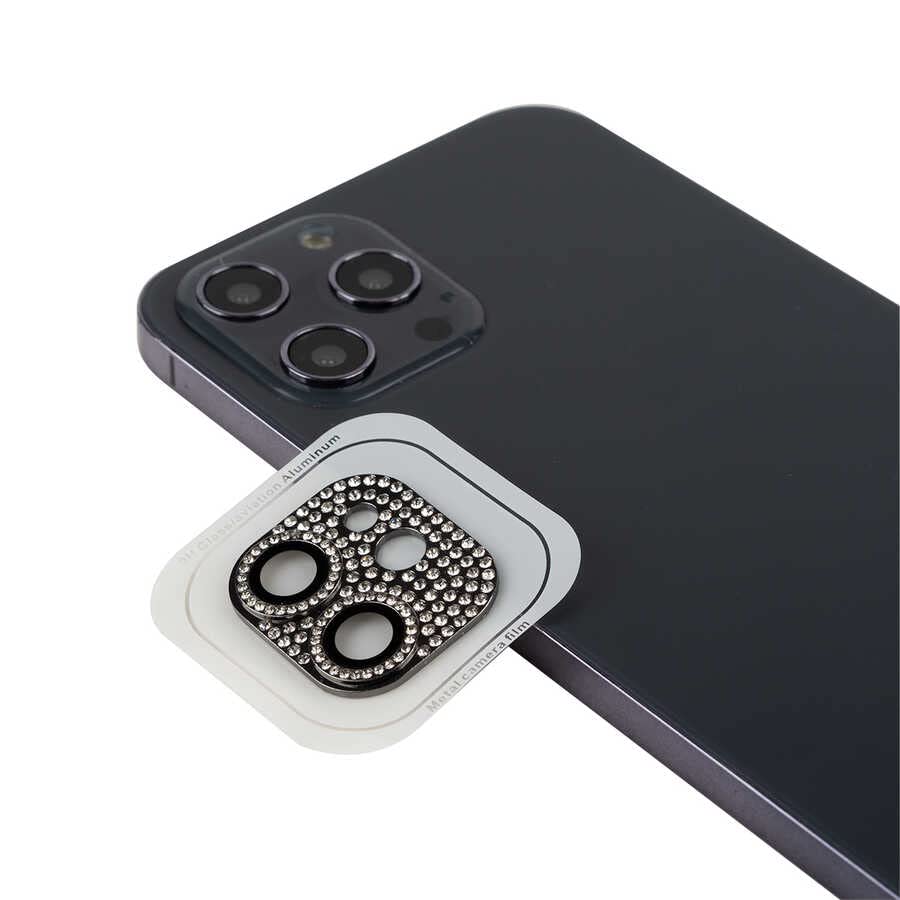 Zore Apple ile uyumlu iPhone 12 CL-08 Kamera Lens Koruyucu Siyah