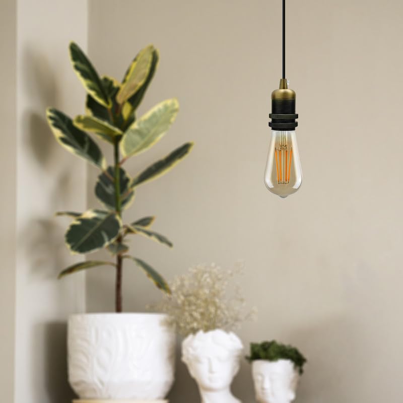 Douille D'ampoule E27 Vintage En Laiton - Culot à Vis Edison, Max 60W - Pour Suspension Ou Plafonnier DIY - Sans Abat-jour - 8