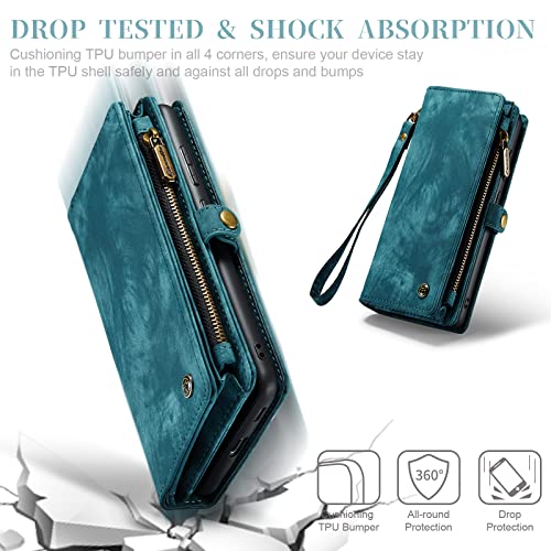 Caseme For Samsung Galaxy S22 Plus Wallet Phone Case - Stylish Appearance, 2-In-1 Magnetic Design, Multiple Protection, Easy Carry Your Essentials - Blue #TOP5