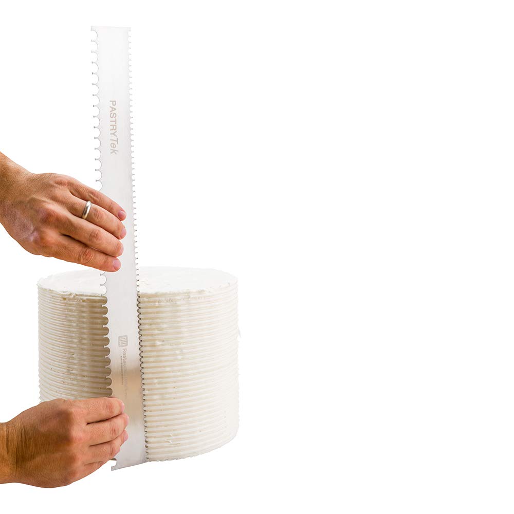 Restaurantware-19.8 Inch x 2 Inch Cake Comb, 1 Semicircle Decorating Comb - Double-Sided, Assorted Edges, Stainless Steel Icing Smoother, For Decorating Or Sculpting Desserts,