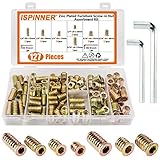ISPINNER 127pcs 1/4'-20, 5/16'-18 Furniture Screw-in Nut Threaded Wood Inserts Assortment Kit with...