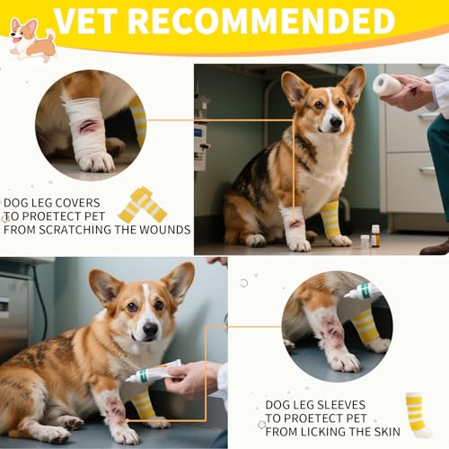 Image of 4 PCS Dog Elbow Sleeve Knit to Help Reducing Licking Scratching Elbow | Soft Knitting, Stretchy Fit Sleeves, Helps Reduce Licking, Dog & Cat Friendly, Easy to Wear, Daily Leg Coverage