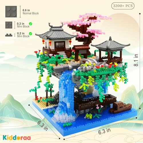 Image of Cherry Blossom Tree Building Set (3200+ Pcs), Sakura Tree - with LED Lights Deluxe Micro Mini Blocks Kit, Artistic Home & Office Decor, Challenging & Detailed Build | 12 Months Warranty