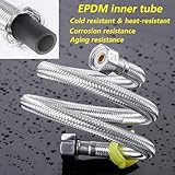 Qrity 2 Pieces G 1/2" x G 1/2" Stainless Steel Braided Hose Flexible Water Plumbing Pipe for Bathroom Toilet Taps Kitchen Sink Water Inlet Hoses, 10cm - Image 6