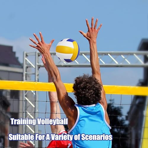 Image of Magicorange Volleyball, 1 Pack Official Size 5 Soft Touch Recreational Volleyballs- PU Leather Indoor Outdoor Volleyballs for Beach Play, Game,Gym,Training -Includes Ball Pump (Blue Yellow)
